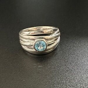 Samuel B. Silver Ring with blue Gem